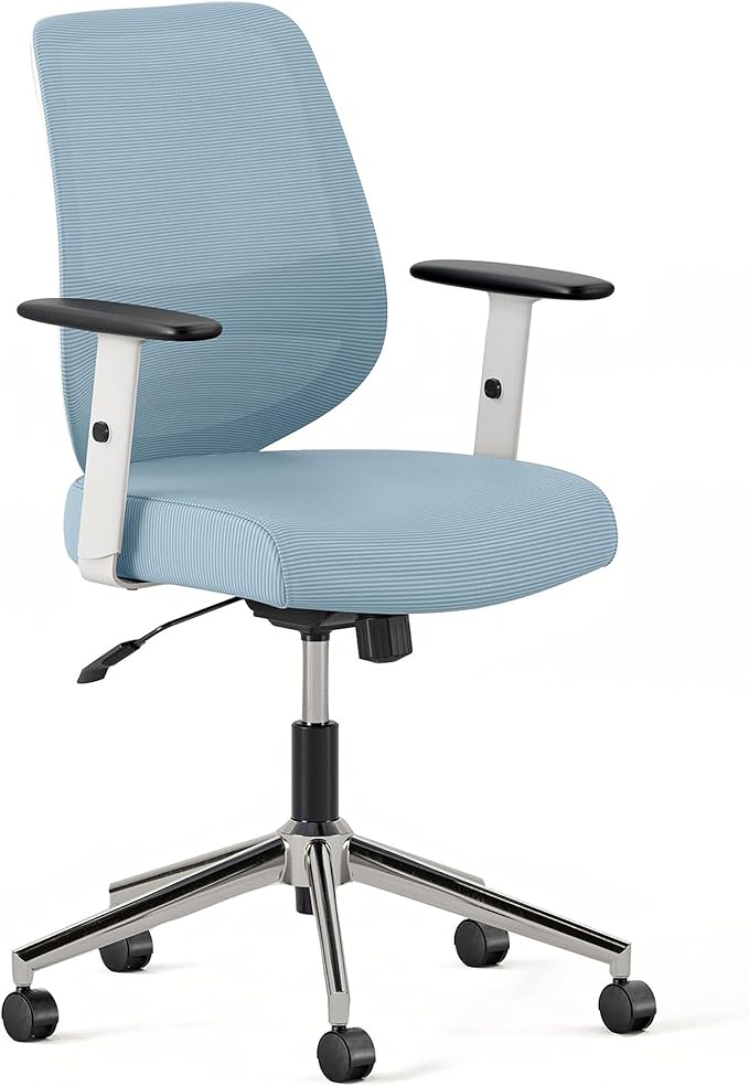 Branch Daily Chair - Computer Office Chair with Swivel, Lumbar Rest, and Adjustable Armrests - Sustainable, Stylish Mesh, & Adjustable Armrests - Comfortable Seating for Improved Posture - Blue-DeskLoop Office