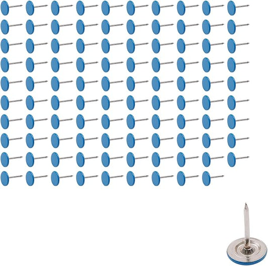 100Pcs Flat Head Upholstery Tacks Home Furniture Decor Tack Upholstery Nails Flat Push Pins Flat Thumb Tacks Blue (11mmx17mm)-DeskLoop Office
