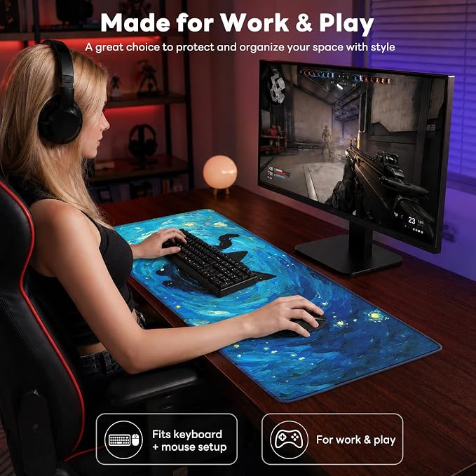 Desk Mat, Big Desk Pad, 31.5x11.8 Inches Extended Big Gaming Mouse Pad - Image 7