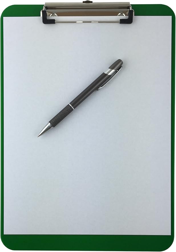 Trade Quest Plastic Clipboard Opaque Color Letter Size Low Profile Clip (Pack of 6) (Green)-DeskLoop Office