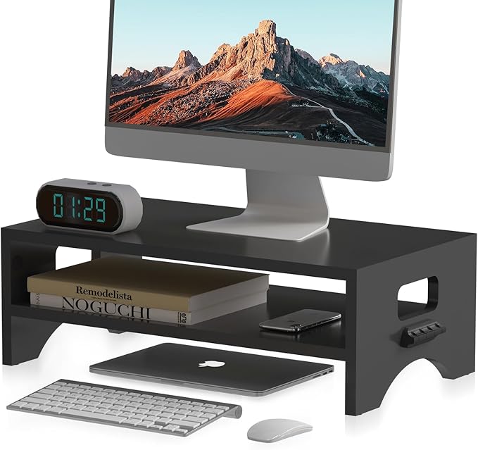 Pholiten Monitor Stand Riser, Desktop Stand, Computer Stand, Ergonomic Design, Two-Level Design, Desktop Organization, Keyboard Smartphone Storage, Printer Stand, Display Stand, 16.5 x 9.3 x 5.6-DeskLoop Office