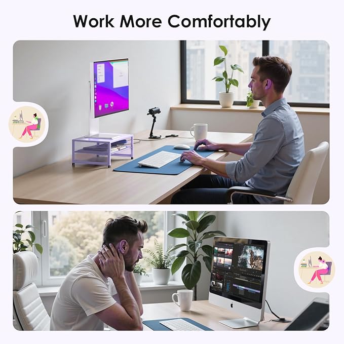 Computer Monitor Stand Riser, Desk Organizers and Accessories, Printer & Laptop Stand, Office Desk Accessories & Desktop Workspace Organizers for Office Supplies (Purple)-DeskLoop Office