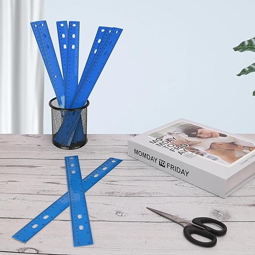 200 Pack 12-Inch Plastic Rulers Bulk, Blue Plastic Ruler, Ruler with Dual-Scale Measurement, Easy to Store, for Educational, Home, or Office and, Practical Use by KUKLIPJIM-DeskLoop Office