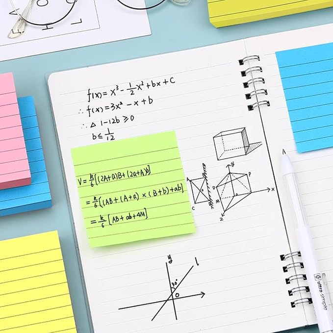 Nicunom 30 Pack Lined Sticky Notes 3x3 in, 3000 Sheets Bright Ruled Post Stickies Colorful Sticky Note Pads Super Sticking Power Memo Pads for Office Home School, 100 Sheets/Pad-DeskLoop Office