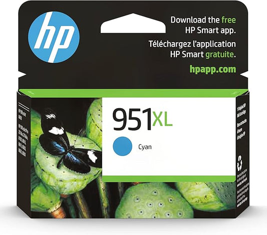 HP 951XL Cyan High-yield Ink Cartridge for HP Printers | Works with Printer Series: OfficeJet 8600, Pro 251dw, 276dw, 8100, 8610, 8620, 8630 | Eligible for Instant Ink | CN046AN-DeskLoop Office