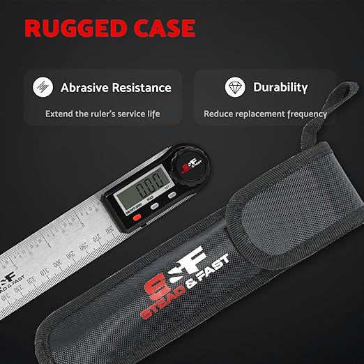 Digital Angle Finder Tool for Woodworking 7 inch / 200 mm, Stainless Steel with Case, Digital Protractor Angle Finder for Measurement by S&F STEAD & FAST-DeskLoop Office