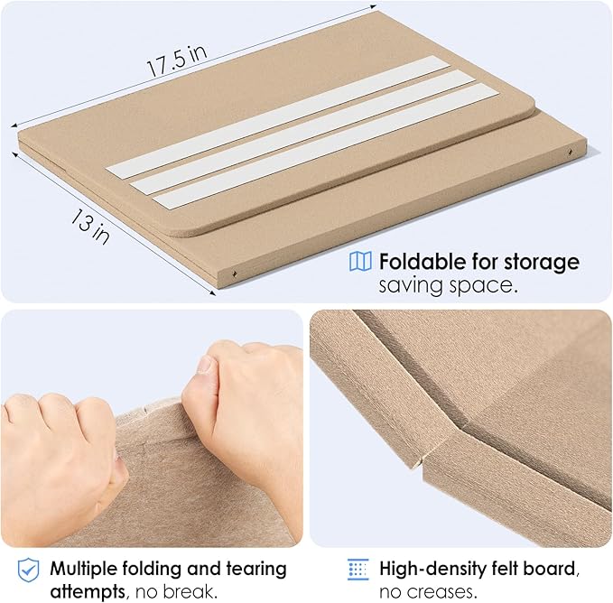 MaxGear Bulletin Board 35" x 17.5", Foldable Small Felt Board Vision Board Supplies, Cork Board for Office, Home, School, Pin Boards for Walls Decorative Picture Framed Display Board Beige Brown-DeskLoop Office