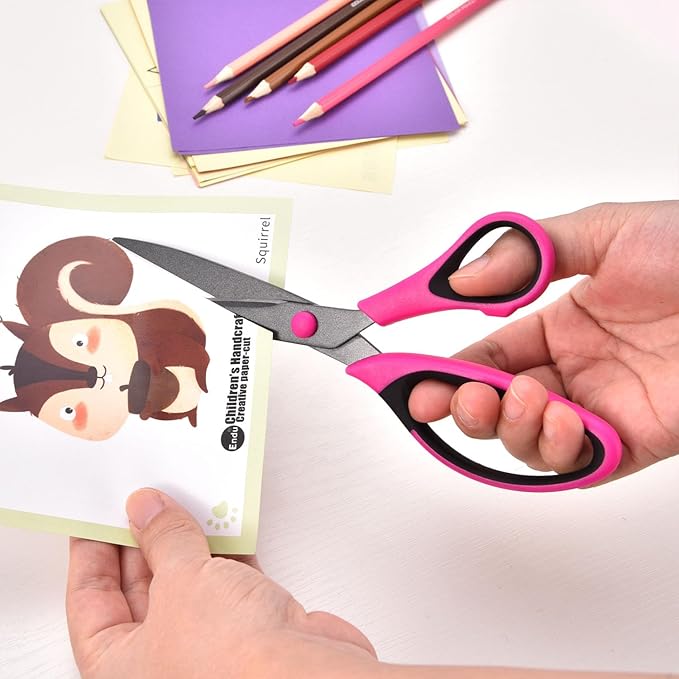 Craft Scissors Set, Sharp Scissors All Purpose Heavy Duty, Teflon Non-stick Titanium Coated, Ergonomic Grip, Ideal for Sewing Fabric DIY&Arts Scrapbook School Office Supplies, 9.3''/8.5''/5.6"-DeskLoop Office