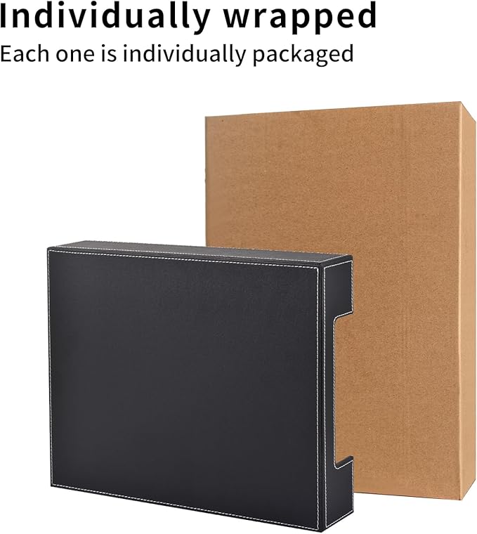 Leather Letter Tray, Office Supplies Desk Organizer for Mail Paper Files Magazines Jewelry Cosmetics,Luxury Letter Holder&Multipurpos Stackable Office Desktop Storage Box,Black-DeskLoop Office