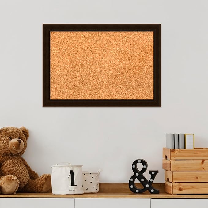 Amanti Art Natural Cork Board for Wall, 14x20 Vision Board with Brown Wood Frame, Small Corkboard Office Decor for Home Organization, Country Rustic Corkboard Pinboard to Display Items for Home-DeskLoop Office
