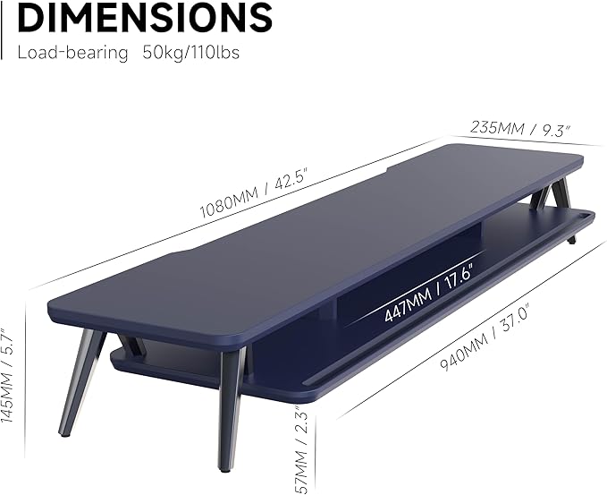 Fenge Dual Monitor Stand, Monitor Stands Riser for 2 monitors, 42.5 Inch Wood Desk Shelf with Storage Organizer and Cable Management for Office Desk Accessories-DeskLoop Office