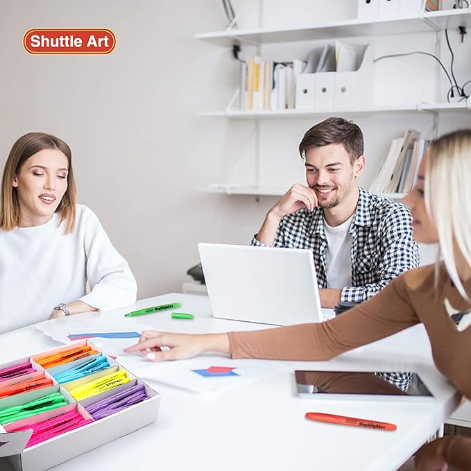 Shuttle Art 144 Pack Highlighters, Highlighters Assorted Colors Set, 8 Bright Colors Chisel Tip Highlighter Markers Bulk for Kid and Adult Coloring, Highlighting as School Supplies-DeskLoop Office