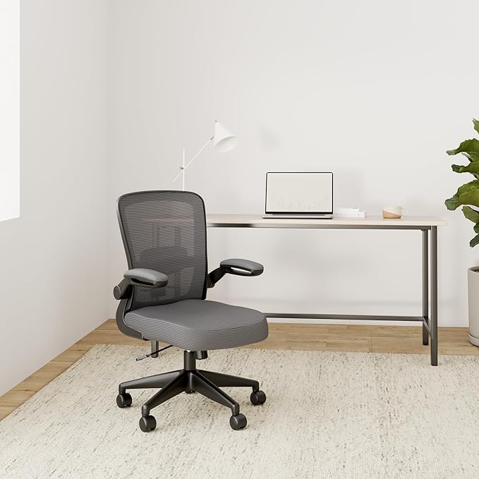 FelixKing Office Chair, Ergonomic Desk Chair Breathable Mesh Chairs with Adjustable High Back Lumbar Support Flip-up Armrests, Executive Swivel Comfy Task Computer Chairs for Home Office Dark Gray-DeskLoop Office