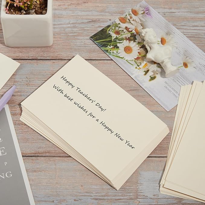 50 Sheets Blank Cardstock Paper 250 GSM Thick Heavy Cards Stock for DIY Art Projects, Card Making, Postcards, Greeting Cards, Birthday Party, Wedding Invitation (Cream, 5x7 inches)-DeskLoop Office