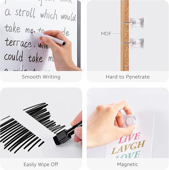 Amazon Basics Combo Magnetic Whiteboard&Cork Board for Home,Office and Classroom, Plastic/Aluminum Frame, White,Yellow, 17" x 23"-DeskLoop Office