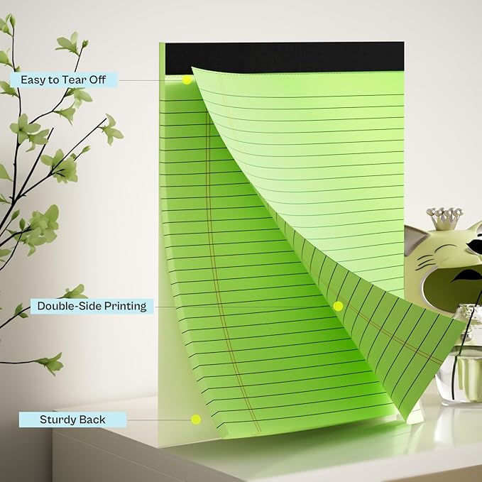 Legal Pads 8.5 x 11, 12 Pack Colored Note Pads 8.5 x 11 Pink Notepad 8.5 x 11 Multi-Color Pink/Green/Blue Writing Pads 8.5 x 11 Lined Paper Pads Wide Ruled Legal Pad Notebook Paper, 30 Sheets per Pad-DeskLoop Office