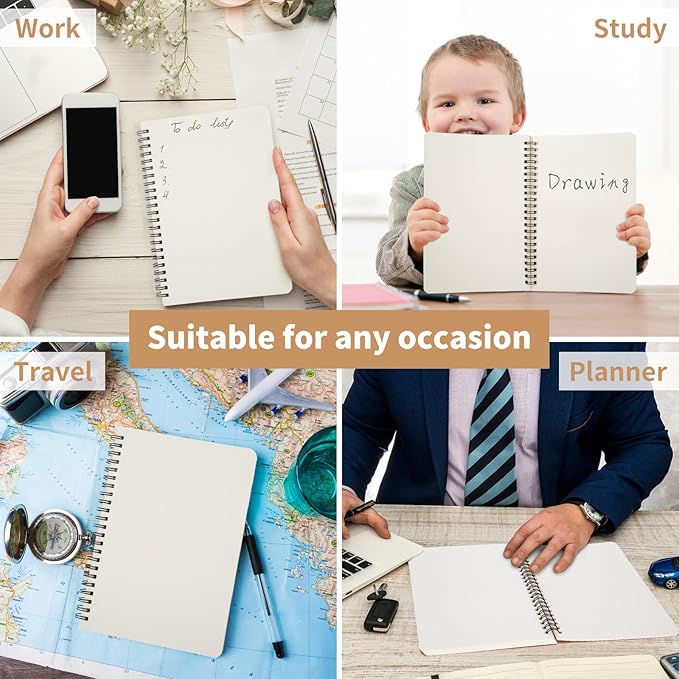 24 Pack A5 Spiral Notebook,Soft Cover,Blank Sketch,Wire-Bound Journal Notebook,120 Pages, Unlined Paper Diary Notebook for Office, Business, School Supplies-DeskLoop Office