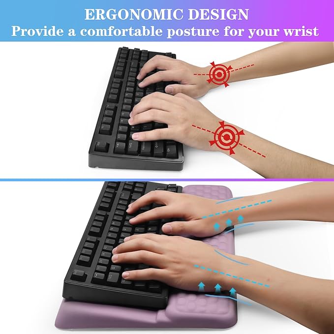 Computer Keyboard Stand with Wrist Rest, Ergonomic Tilted Keyboard Holder - Keyboard Riser with Wrist Pad - Keyboard Tray Support for Office Home - Purple-DeskLoop Office