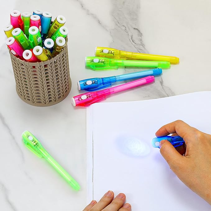 20 Pieces Invisible Ink Pen with UV Light Spy Pen Magic Marker for Kids Party Favors Ideas Gifts Easter Day Halloween Christmas Gifts-DeskLoop Office