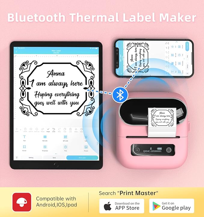Phomemo M220 Label Maker, 3.14 Inch Bluetooth Thermal Label Printer, Compatible with Phone & PC, for Barcode, Address, Mailing, Home,Office,School-DeskLoop Office