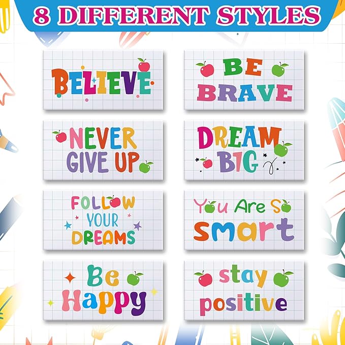 100 Pcs Inspirational Pencil Erasers Bulk for Kids Fun Motivational Eraser School Supplies Back to School Office Supplies for Classroom Office Teacher Artists (Lovely)-DeskLoop Office