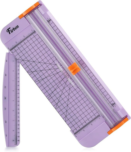 Firbon Purple A4 Paper Cutter, 12 Inch Titanium Straight Paper Trimmer with Side Ruler for Scrapbooking Craft, Paper, Coupon, Label, Cardstock-DeskLoop Office