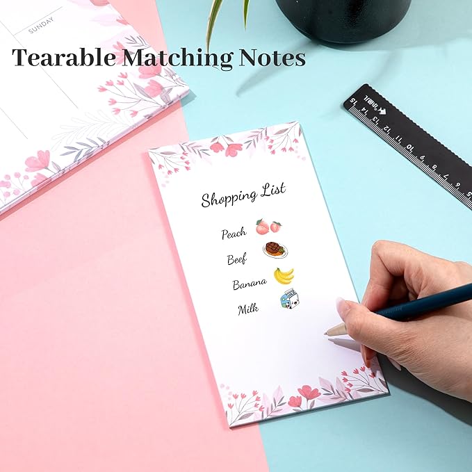 8.5x11 Weekly Planner Notepad Undated To Do List Note pad 52 Weekly Desk Wall Planner Calendar Hangble Daily Planning Pad for Work,Home,School,Ofiice Supplies,Matching 44 Notepad,Pink-DeskLoop Office