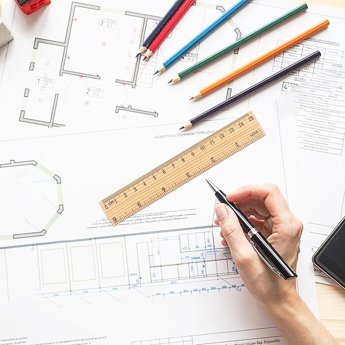 288 Packs Wooden Rulers, 6 Inch Double Sided Wood School Ruler for Home, Student, Office Use, 2 Scale,by, GNIEMCKIN.-DeskLoop Office