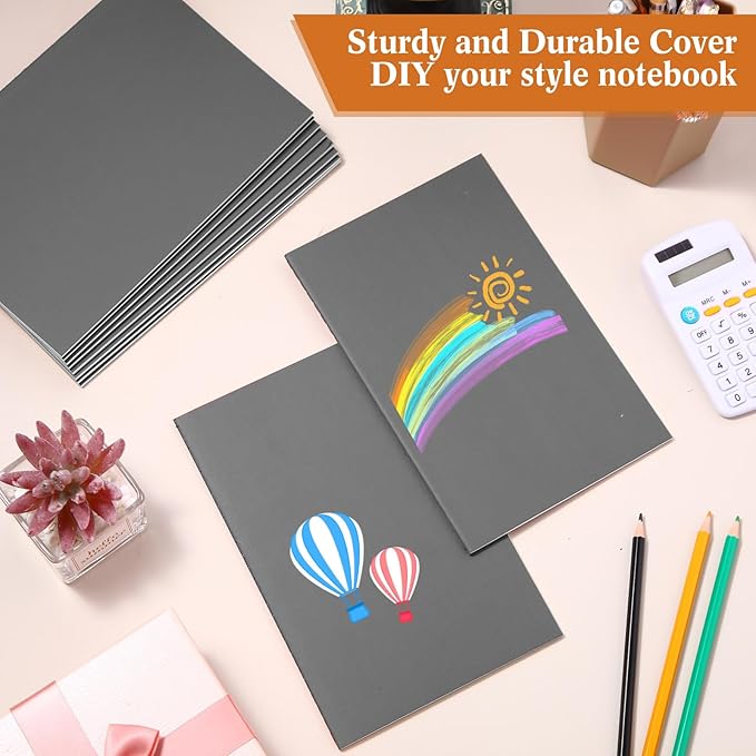 100 Pcs Kraft Notebook Journals 5.5 Inch x 8.3 Inch A5 Softcover Notebooks Bulk for Writing Sketch Office Notepad with 60 Pages 30 Sheets (Multicolor,Lined)(Grey,Lined)-DeskLoop Office
