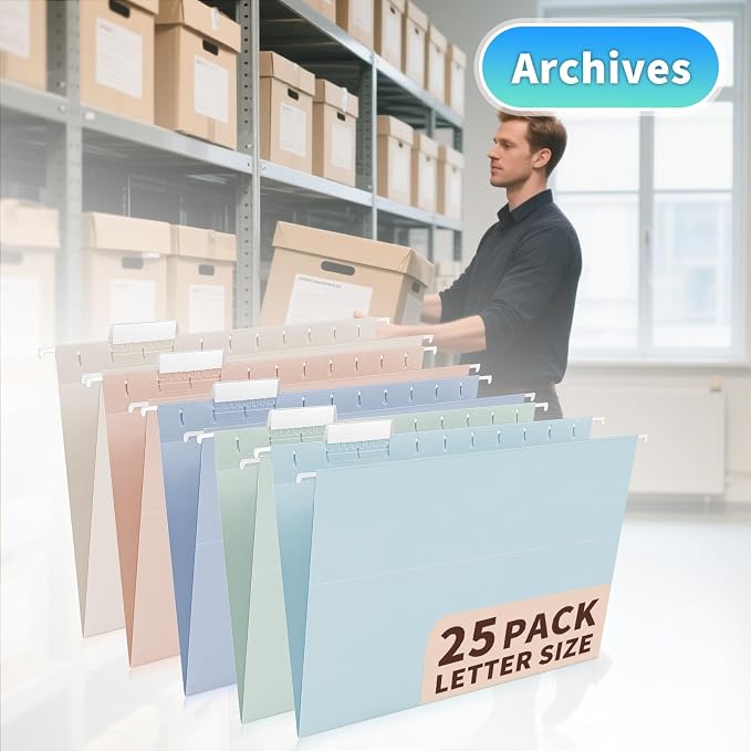 25-Pack Morandi Hanging File Folders, Letter Size - Image 8