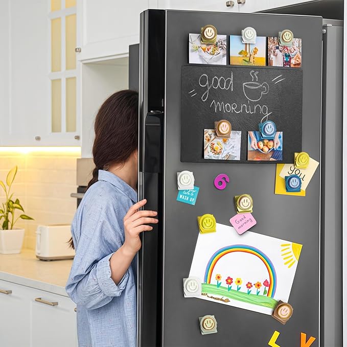 6Pcs Fridge Magnets Refrigerator Magnets, Neon Resin Happy Faces Magnetic Clips for Whiteboard Locker Classroom Magnets Teacher Must Haves School Supplies Accessories-DeskLoop Office