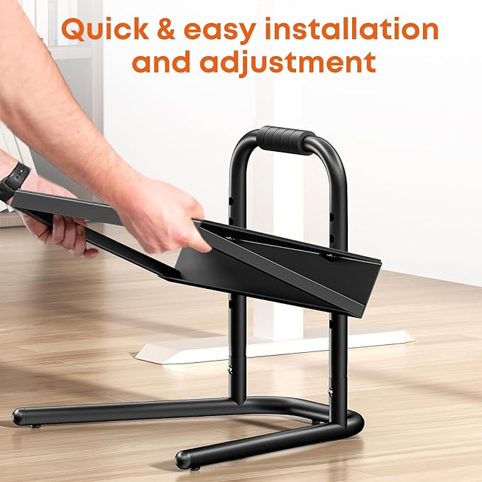 Height Adjustable Standing Foot Rest with Soft Grip Handle,Under Desk Footrest for Standing and Sitting,All-Steel Construction,Black-DeskLoop Office