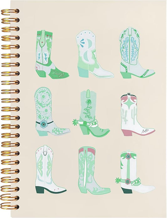 BearCake Green Cowgirl Boot Notebook, Cowgirl Stuff, Cowgirl Gifts, Western Office Supplies, Western Stuff for Women, Boho Western Notebook Journal 5.5x8.3 Green-DeskLoop Office