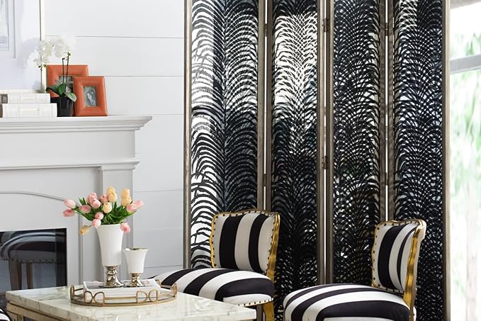 NicBex Room Divider 4 Panel Room Dividers with Durable Metal Frame Partition Room Dividers and Folding Privacy Screens Wall Divider for Home, Office, Room Separation,17.7" W x 1.5" D x 72.8" H, Black-DeskLoop Office