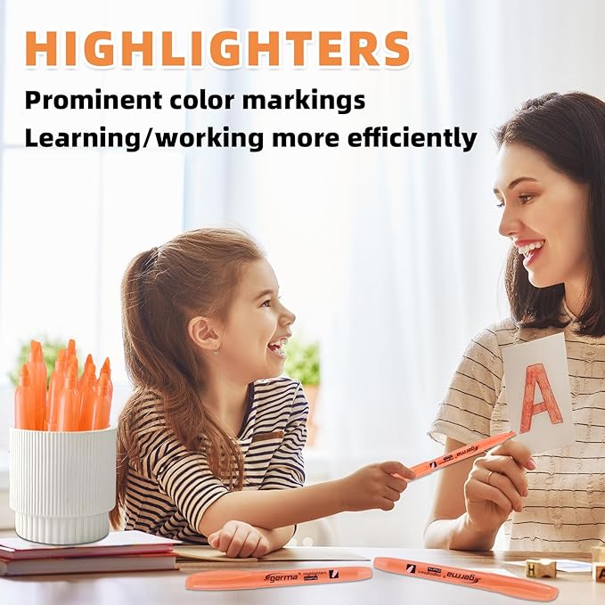 Orange Highlighters, 36 Pack, Chisel Tip Highlighter Pack, Quickly Drying, Perfect for Students Kids Adults, Office, School, Classroom Supplies-DeskLoop Office