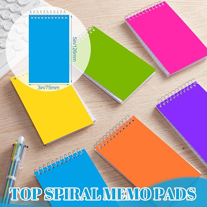 36 Pcs Small Pocket Notebooks 3 x 5 Inch Mini Memo Spiral Notepads Top Bound College Ruled Lined Note Pads for Back School Office Journaling Noting, 75 Sheets/Pad (Bright Color)-DeskLoop Office