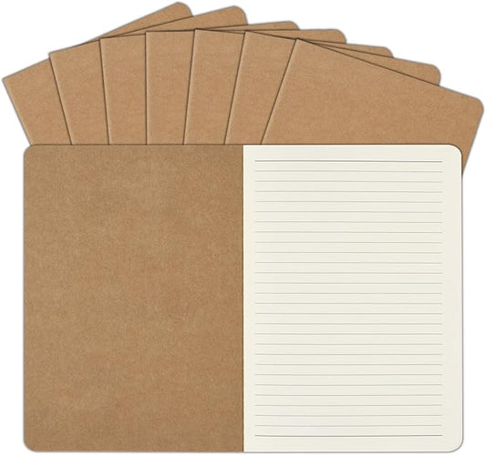 ZCZN 8 Pack A5 Kraft Notebooks Bulk, 8.15x5.5 Inches Lined Paper Journaling Notebooks, Notebooks for Work, Composition Notebooks for School, Journal Notebooks for Office, 60 Pages-DeskLoop Office