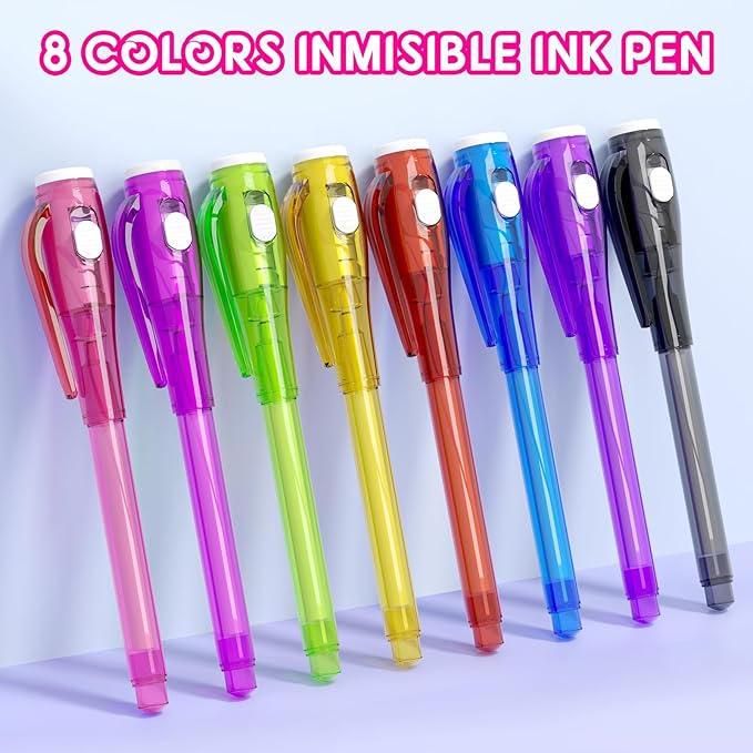 Invisible Ink Pen Spy Game for Kids, Party Favors Toys for Girls Boys, Magic Markers for Boys Girls Fun Outdoor Toys, Birthday for 6-13 Year Old Girls Boys (8PCS)-DeskLoop Office