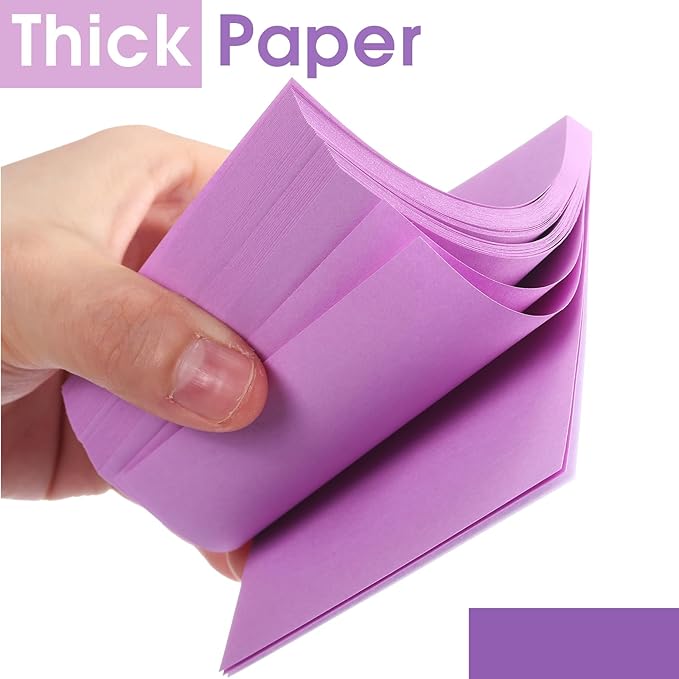 Thenshop 36 Pads Sticky Notes 3''x3'', Self Stick Notes Pads Office Supplies, 50 Sheets/pad Colored Aesthetic Sticky Accessories Home, Office, Notebook(Purple)-DeskLoop Office