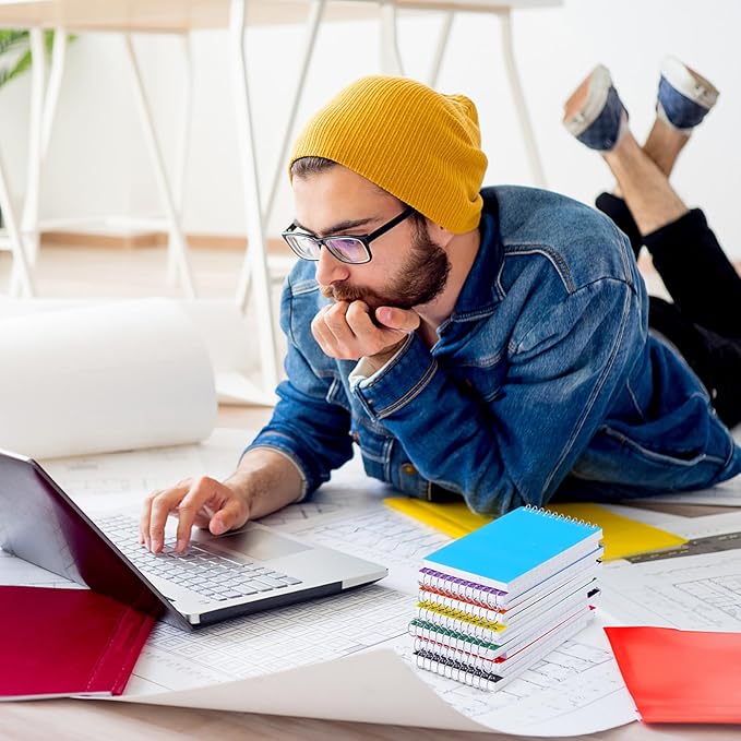 72 Pcs Small Pocket Notebooks 3 x 5 Inch Mini Memo Spiral Notepads Top Bound College Ruled Lined Note Pads for Back School Office Journaling Noting, 75 Sheets/Pad (Rainbow)-DeskLoop Office