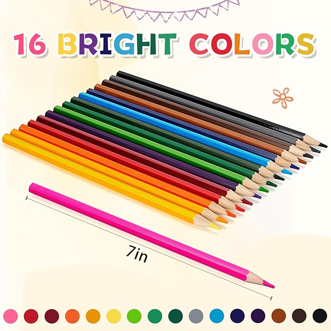 384 Count Colored Pencils Bulk, 16 Assorted Colors, Pre-sharpened Coloring Pencils Set for Kids and Adult, Teachers Essential Classroom Prizes, Back to School Supplies-DeskLoop Office