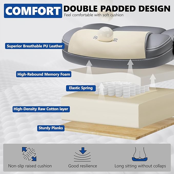 PU Leather Executive Office Chair, Ergonomic High-Back Computer & Gaming Chair with Adjustable Height, Rolling Swivel & Flip-Up Armrests, Comfy Padded Seat for Home Office-Gray-DeskLoop Office