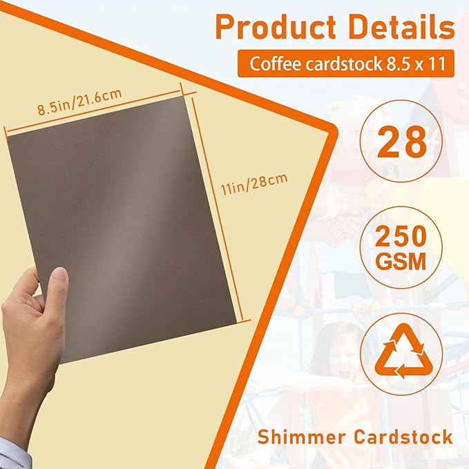 28 Sheets Coffee Shimmer Cardstock 8.5 x 11 Invitation Paper, 92lb Heavyweight Dark Brown Paper Card Stock for DIY Making Cards, Wedding, School Crafting, Greeting Cards, Menus-DeskLoop Office