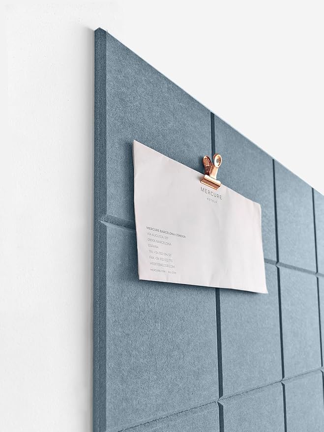 Cork Board 24 x36 Alternative - 6 Pack Felt Wall Tiles with Safe Removable Adhesive Tabs, Cork Boards for Walls Home Office Pin Board Tack Board Cork Board - Gray Blue-DeskLoop Office