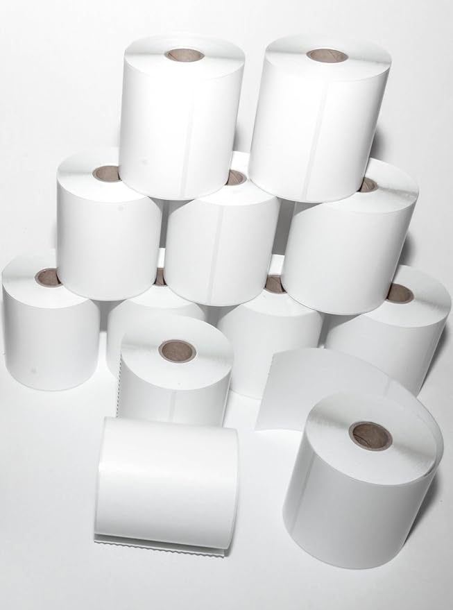 CompuLabel Direct Thermal Labels, 4-Inch x 8 Inch, White, Roll, Permanent Adhesive, Perforations Between Labels, 200 per Roll, 12 Rolls per Carton (530717)-DeskLoop Office