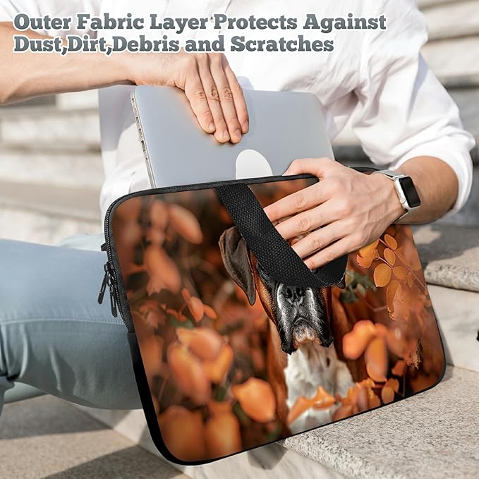 Laptop Sleeve Case Bag 15 inch, Dog Autumn Slim Carrying Case Durable Handbag Travel Laptop Bag for 15 inch MacBook Air M3/M2/15 Pro/Surface Laptop 7/6/5/4/3/ Dell XPS 15 Plus