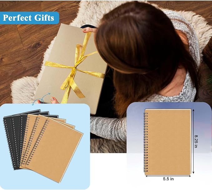 GINMLYDA 6Pack Small Spiral Notebook A5, 8.25x5.5” 120 Lined Pages Wide Ruled - Image 7