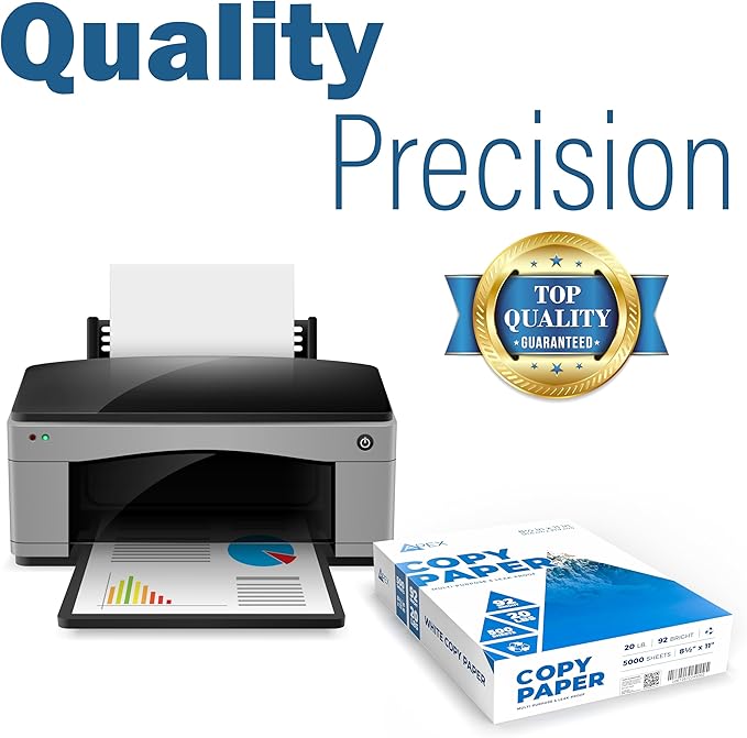 Copy Paper, Printer Paper, 20lb Multipurpose, Printer Paper 8.5 x 11 White, 92 Bright, White Paper, Office Supplies, 500 Sheets Per Ream (10 Reams Case 5000 Sheets)-DeskLoop Office