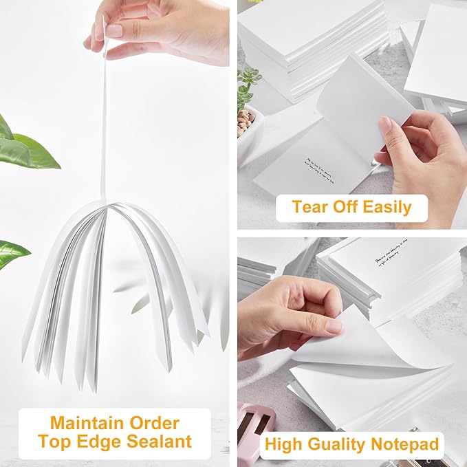 Fainne 3 x 5 Inch Paper Note Pads White Memo Pad Blank Writing Memo Scratch Paper for Waitress Waiter Book to Do Grocery List Small Notebook Restaurant Checkbook, White(200 Pack)-DeskLoop Office