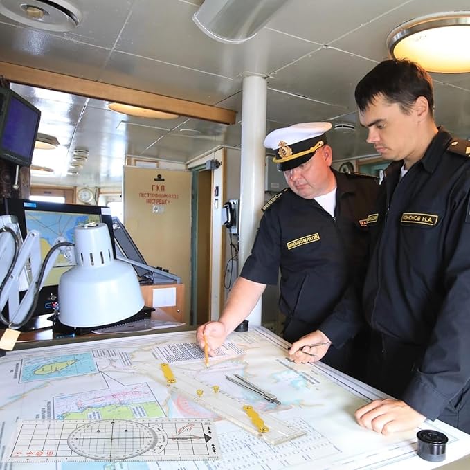 3 Pcs Basic Navigation Set,Including 15inch Parallel Ruler with Brass Arms, Nautical Protractor, and 6 Inch Marine Fixed Points Divider, Marine Accessories with Clear Scales for Boat-DeskLoop Office